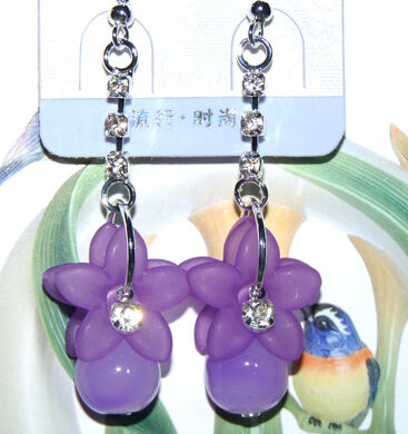 亚太流行亮钻花环珍珠吊坠耳环C3-1-2