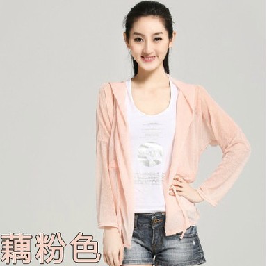 必备防晒佳品 长款连帽/带帽糖果色舒适长袖透气连帽长款防晒衣八B32-1-3