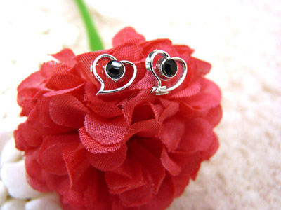 韩国饰品时尚爱心耳钉 锆石超闪耳钉耳环 防过敏耳饰品 合金耳钉C6-2-3