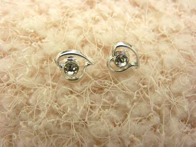 韩国饰品时尚爱心耳钉 锆石超闪耳钉耳环 防过敏耳饰品 合金耳钉C6-2-3