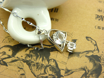 钛钢如愿骨保色项链 锁骨链水晶 欧美时尚女项链礼物 -保色合金项链