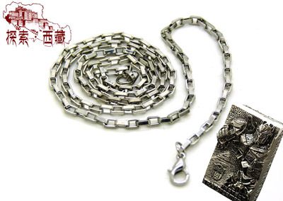 藏银饰品 时尚韩版藏银项链 男士链子 吊坠配链 子母-浑厚藏方链