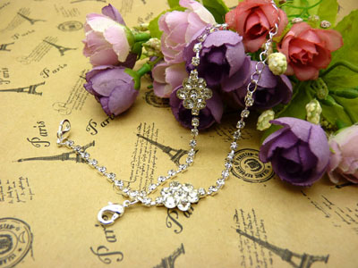 925纯银手链 女 水晶 情侣银首饰品手链子B6-4-4