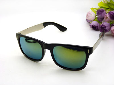 明星款潮人彩膜太阳镜反光墨镜偏光眼镜男女士通用圆脸黑框复古-316A31-3-4