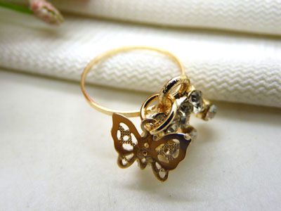 女款式指环 金色戒指 复古风女士宝石戒指 百搭款指环