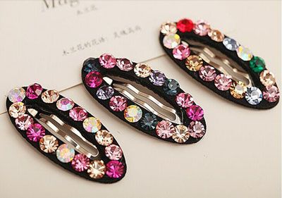 中号新款韩版BB夹进口捷克钻刘海夹子高档精致气质满钻小边夹带钻发卡C5-2-2