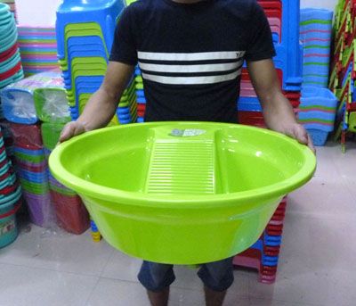 9505加厚55*17cm厂家直销塑料盆带搓衣板洗衣盆45/件-A7-3-1