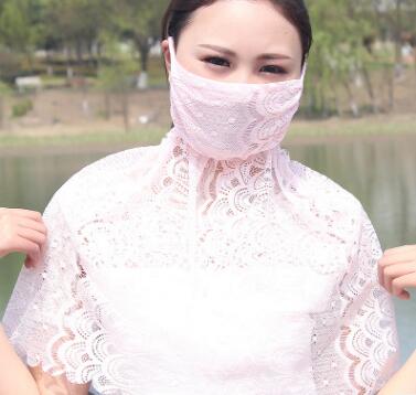 韩版女士防晒口罩春夏季防紫外线薄款护颈护脖套头口罩大雪纺面纱C1-2-3