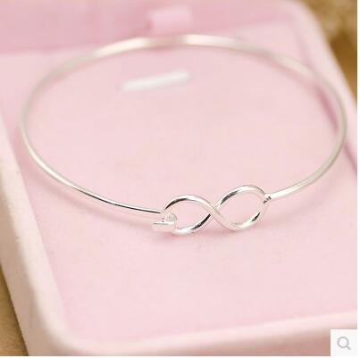 镀18K白金钛钢手镯女开口手环韩版时尚欧美个性光面手镯  B9-1-2