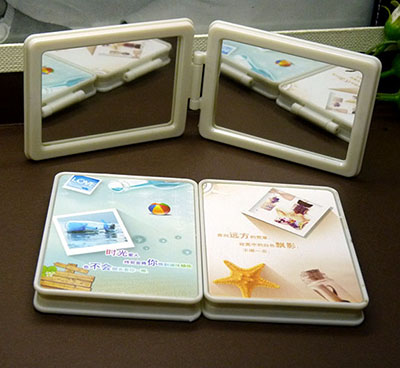 2-9新款卡通化妆镜便迷你随身折叠双面pu携镜子礼品1301-A1/F2-1-4