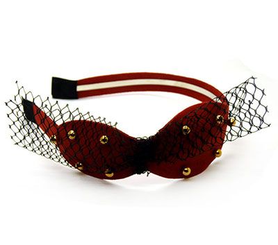 头箍 新款钢卡PU网纱发饰甜美学生百变蕾丝蝴蝶结发箍C4-3-5