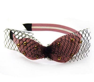 头箍 新款钢卡PU网纱发饰甜美学生百变蕾丝蝴蝶结发箍C4-3-5