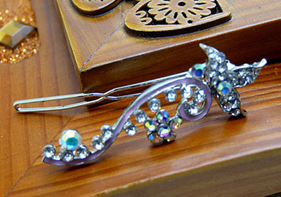 饰品批发少女系水钻合金可爱花朵发夹发饰B9-4-3