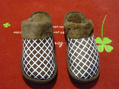 3号冬季棉拖鞋女居家厚底时尚格子毛口情侣保暖防滑毛毛拖鞋批发