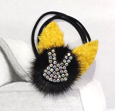 302头绳韩国水貂毛发圈镶钻皮筋毛毛马尾发绳头饰饰品简约发饰C4-3-6