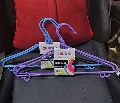 卓尼衣架2个装加粗款浸塑铁丝晒晾衣架-2支带钩250套/件六B18-1-1