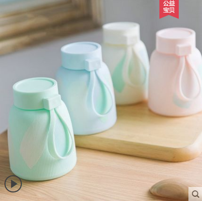 玻璃茶杯韩版简约创意大肚超萌塑料防烫便携可爱少女心水杯子B16-4-1