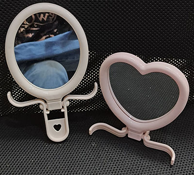 103桃心化妆镜手持小镜子随身便携可爱宿舍台式美妆镜C3-3-上