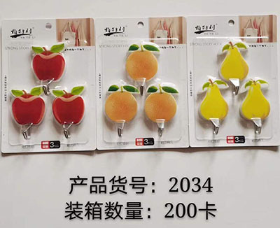 2034创意3个粘钩强力墙壁钩 塑料挂钩B1-4-2