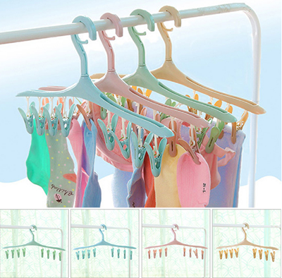 防风卡扣晾晒衣架小件衣物袜子防滑晒衣架8个夹子 多头晾衣架八B30-2-3