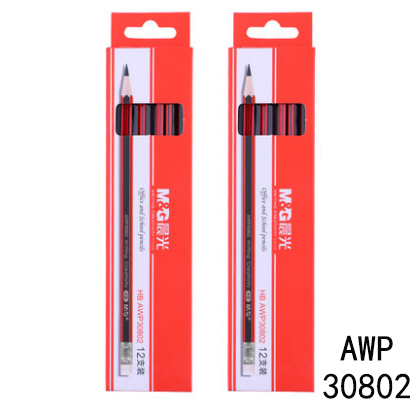 晨光AWP30802六角铅笔HB 铅笔六角杆小学生无毒 红黑抽条木杆铅笔/六B42-1-2六B43-2-4