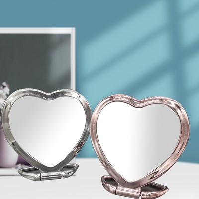 204 玫瑰金 爱心形双面镜 台式多彩梳妆镜 便携大号方形公主镜子C-10-1-1C10-3-5