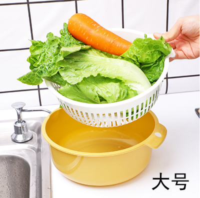 双层洗菜沥水篮大号洗菜塑料盆厨房蔬果篮沥水篮B9-2-1