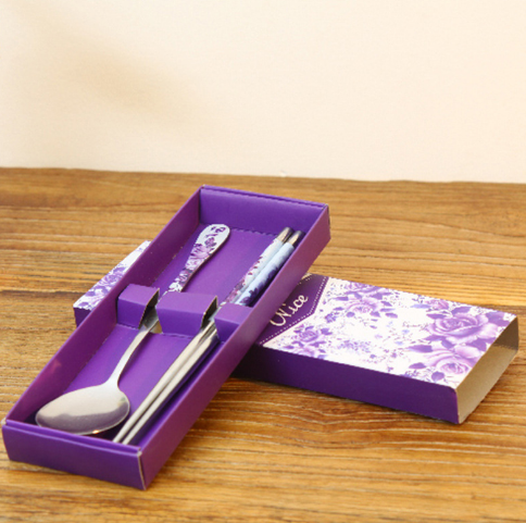 便携式青花瓷不锈钢餐具二件套装 筷子勺子套装B37-2-2