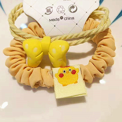 新款女生甜美一卡两根皮筋套装时尚打点领结+布圈贴标 组合头扎----17号六c2-3-2
