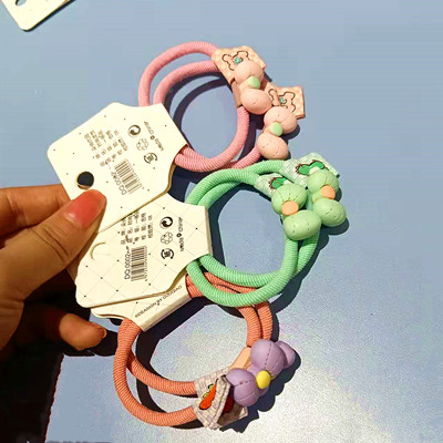 一卡2根装 蝴蝶结布标 发绳韩版扎头发皮筋发圈女孩发饰头绳小饰品 ----3号六c2-3-2