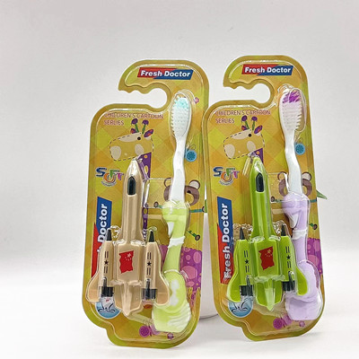 (288支/箱)1662儿童爆款 宝宝甜心超细软毛牙刷内赠精美玩具火箭六B18-3-2