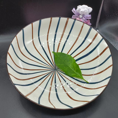 10日式陶瓷盘子 家用菜盘 创意网红牛排盘子手绘8寸芝士盘印花果盘（破损自理）D2-3-1