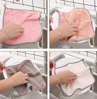 菠萝纹双面吸水抹布 加厚毛巾小方巾挂式擦手巾厨房洗碗布六B7-2-2