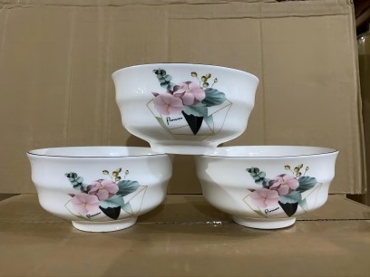 一级4.5英寸竹节碗花朵系列陶瓷碗米饭碗小汤碗90/件---花面随机 六A6-2-1A5-1-1