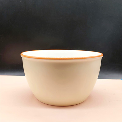 （一等）4.5寸韩国简约凤橘色粗边韩式陶瓷米饭碗家用碗六A5-1-1