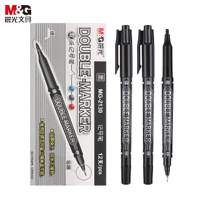 晨光记号笔标记笔双头纤维笔头 MG2130（黑/蓝）