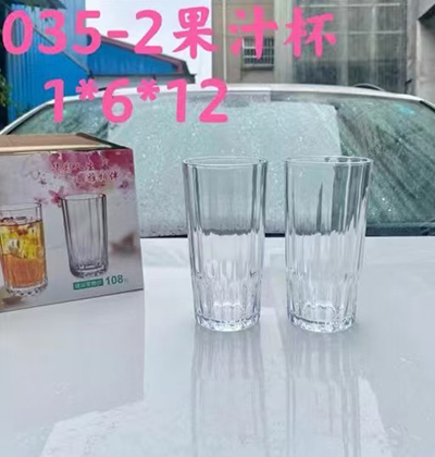 035-2果汁杯 玻璃厚实水杯果汁杯柠檬茶杯家用大容量冷饮杯