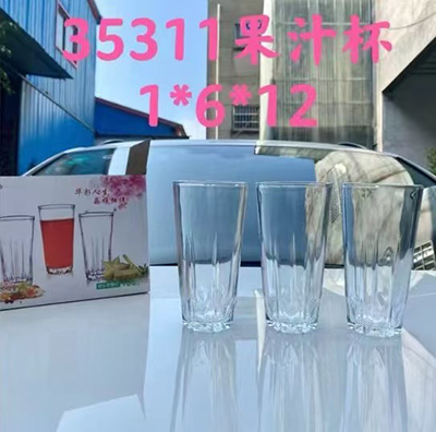 35311果汁杯 玻璃厚实水杯果汁杯柠檬茶杯家用大容量冷饮杯六B14-3-1