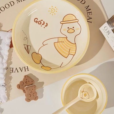 （一级）8.3寸全彩中式复古家用陶瓷盘子圆盘菜盘-黄小鸭 60/件六A6-2-1