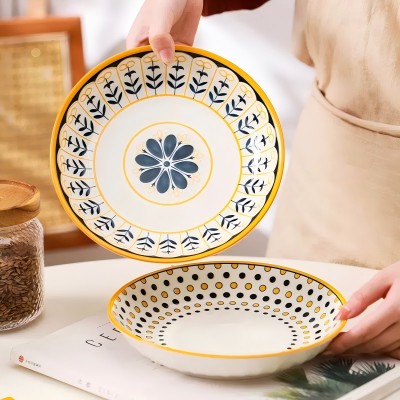 （一级）8.3寸全彩中式复古家用陶瓷盘子圆盘菜盘-秋收麦 60/件八A8-3-1