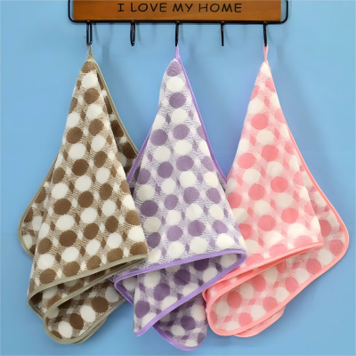 （50/包）洗脸毛巾柔软吸水干发巾包边挂绳挂式珊瑚绒面巾六A4-2-2