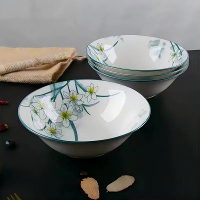 90/件（优级）6寸斗碗陶瓷碗家用餐具汤碗面碗-新水仙八B1-2-1