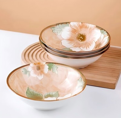 80/件（优级）6寸斗碗陶瓷碗家用餐具汤碗面碗-山茶花六B8-1-1