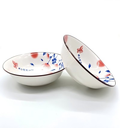 60/件（优级）7寸斗碗陶瓷碗家用餐具汤碗面碗-万紫千红八A3-2-1