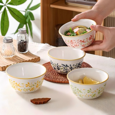 （特价）4.5寸甜心饭碗陶瓷碗家用米饭碗-四季冬 120/件六A7-1-1