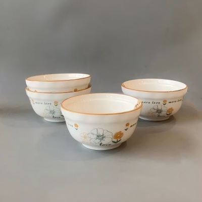 （特价）4.5寸甜心饭碗陶瓷碗家用米饭碗-童趣花朵 120/件六A7-1-1