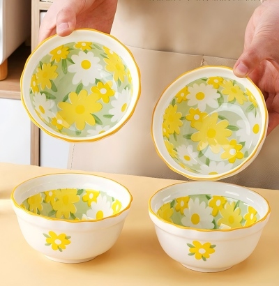 （特价）4.5寸甜心饭碗陶瓷碗家用米饭碗-花好月圆 120/件六A6-1-1