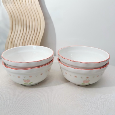 （特价）4.5寸甜心饭碗陶瓷碗家用米饭碗-郁意满满 120/件六A7-1-1