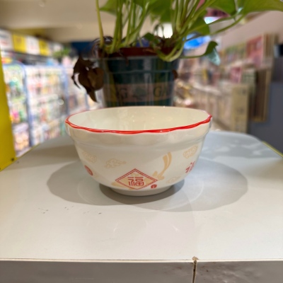 （特价）4.5寸甜心饭碗陶瓷碗家用米饭碗-福小鱼 120/件六A7-1-1