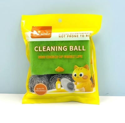 QMJ-2609四片彩色百洁布+三个钢丝球清洁组合 200/件 八1号ZBJ1-2-2z1264601